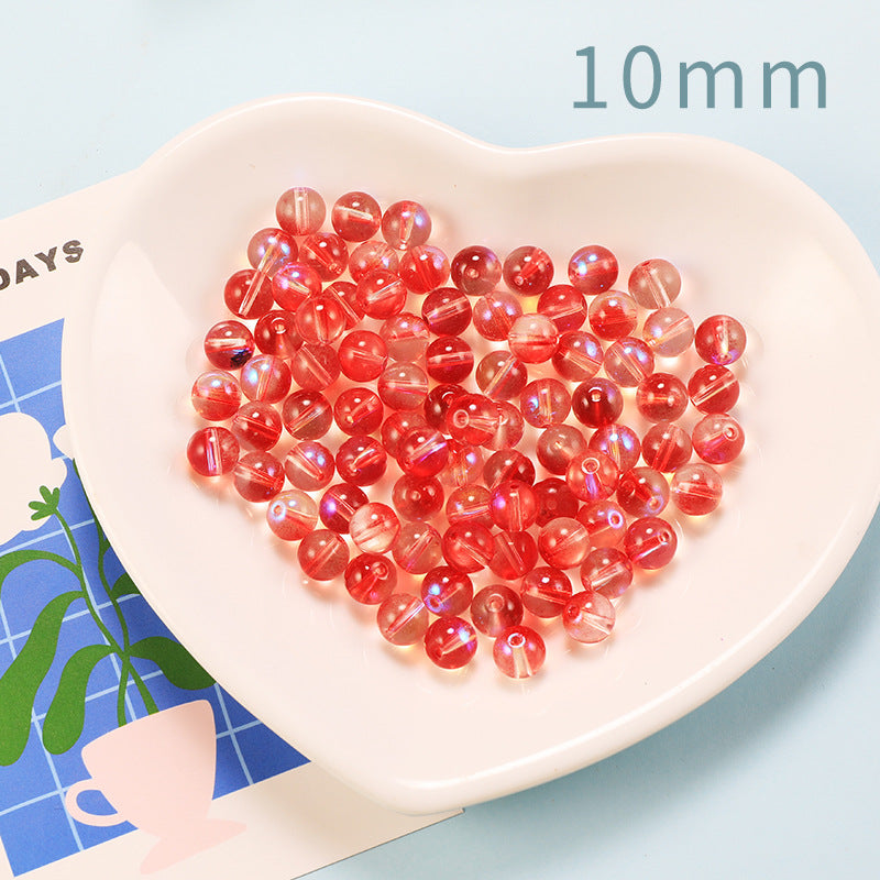 Transparent Double Color Glass Beads 10mm Glossy Shimmer 10pcs 10