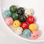 Spray Painted Round Acrylic Beads 16mm Gilded Colorful 50pcs 2
