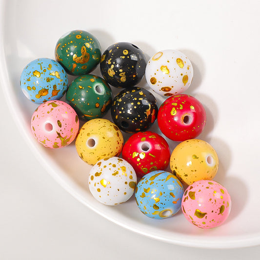 Spray Painted Round Acrylic Beads 16mm Gilded Colorful 50pcs 2