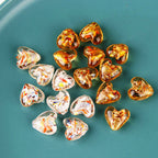 Vintage Japanese Hand Painted Heart Glass Beads 14-15mm 1pc 4