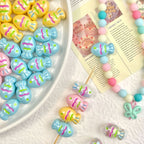 Painted Fish Acrylic Beads 22x13mm Glossy Pastel Neon Wavy Lines 10pcs 3