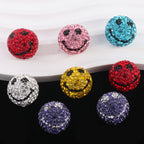 Smiley Face Bubblegum Rhinestone Beads 20mm Polymer Clay Full Rhinestones 6pcs