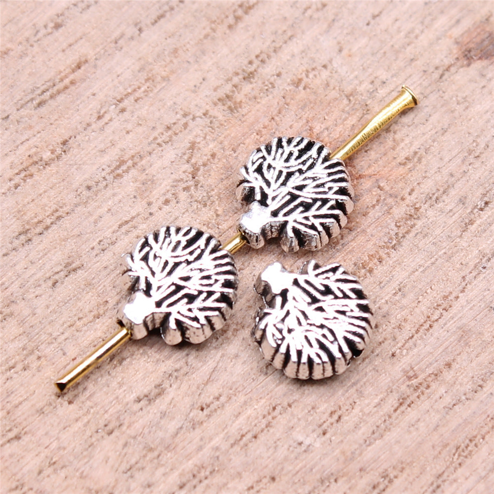 3D Life Tree Metal Beads 8mm Vintage Antique Silver Tone 60pcs