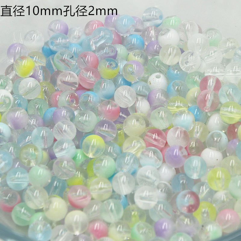 Baking Painted Two-Color Acrylic Beads 10mm Round Translucent 100pcs 2