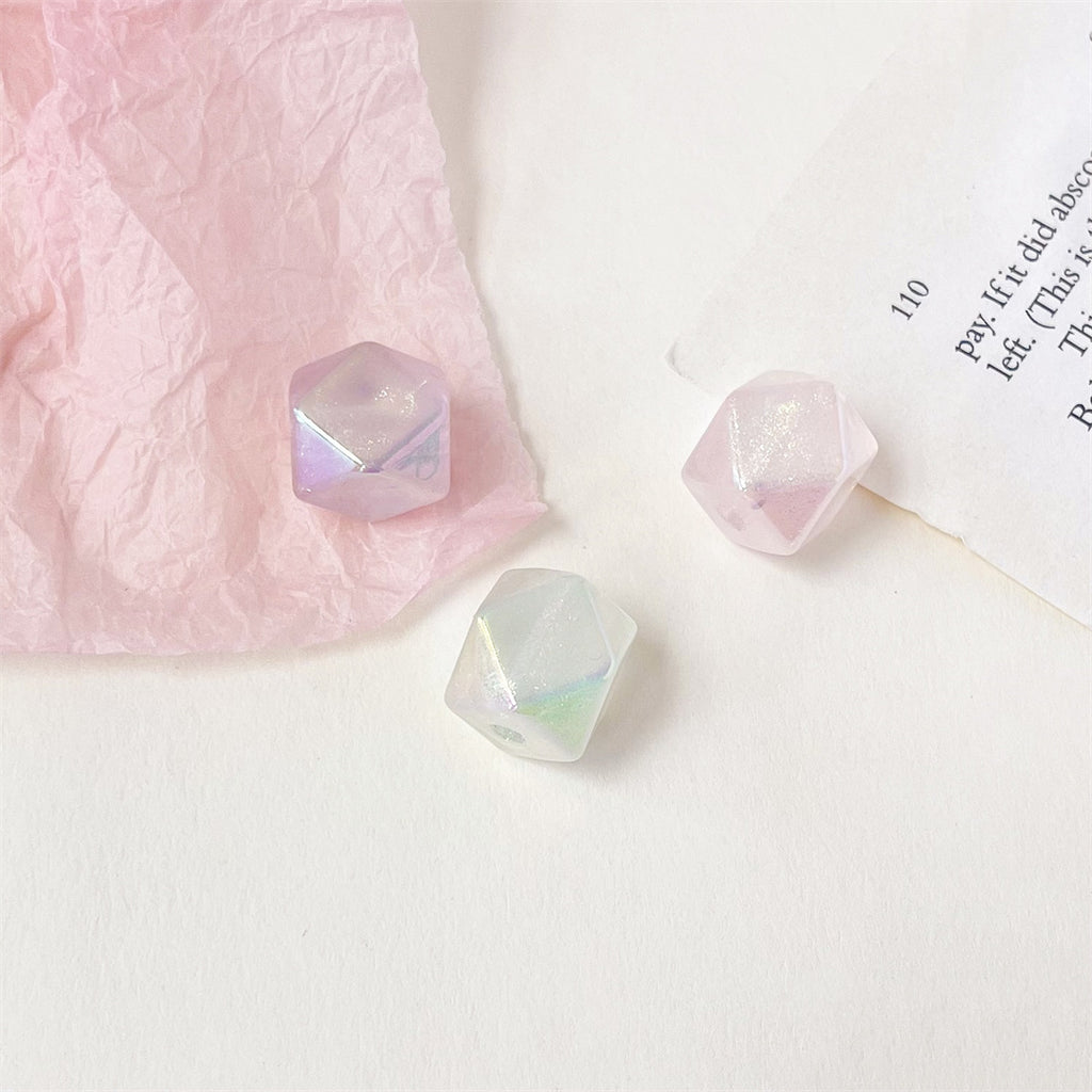 Glow Geometric Faceted Acrylic Beads 16mm Pastel Colors 100pcs 2