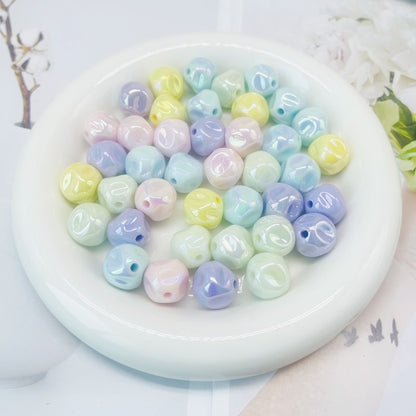 Glow Fig Acrylic Beads 16mm Cream Color Pastel Iridescent 10pcs 11