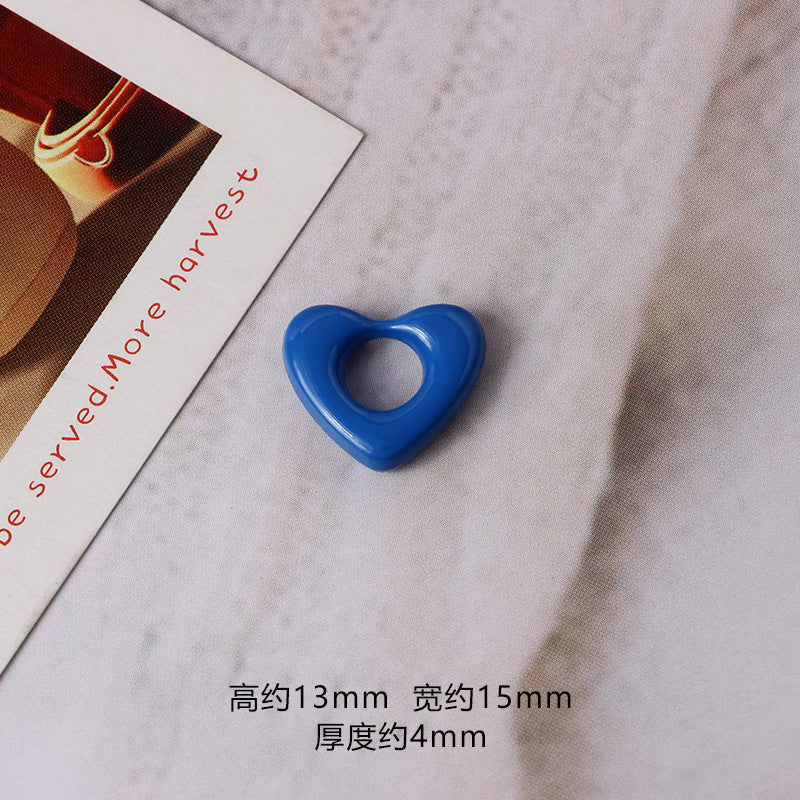 Heart Metal Beads 15mm Morandi Color Hollow Alloy 10pcs 7