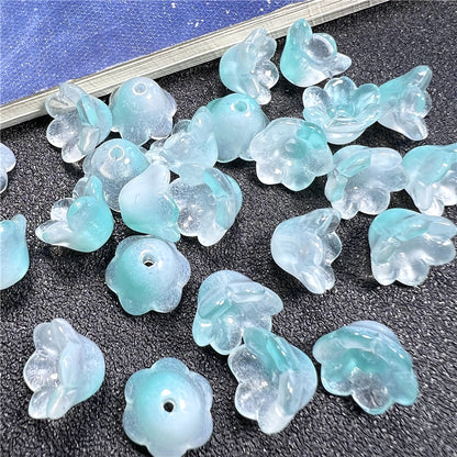 Wind Chime Flower Glass Beads 12mm Transparent Pink 50pcs 27