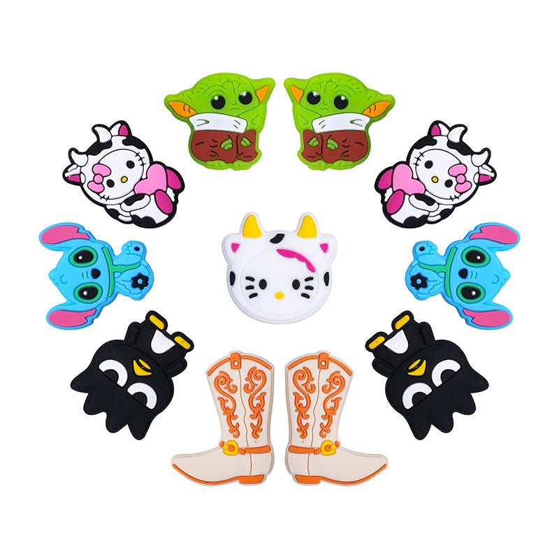 Silicone Focal Beads Mickey Kitty Yoda Colorful Cartoon Characters 20pcs