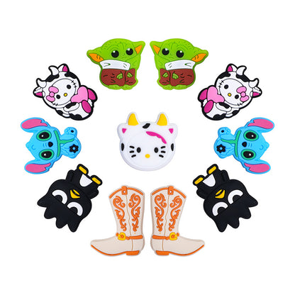 Silicone Focal Beads Mickey Kitty Yoda Colorful Cartoon Characters 20pcs