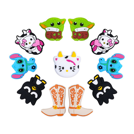 Silicone Focal Beads Mickey Kitty Yoda Colorful Cartoon Characters 20pcs