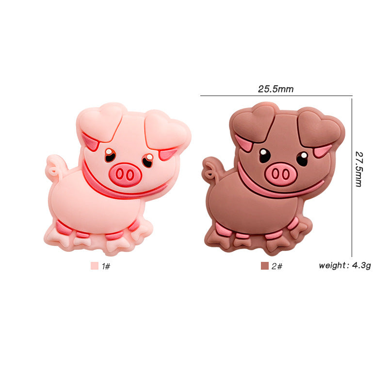 Silicone Focal Beads Pig Heart Ears 20pcs