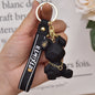 Resin Rabbit Cartoon Keychain Pastel Colors Gold Tone Collar 8