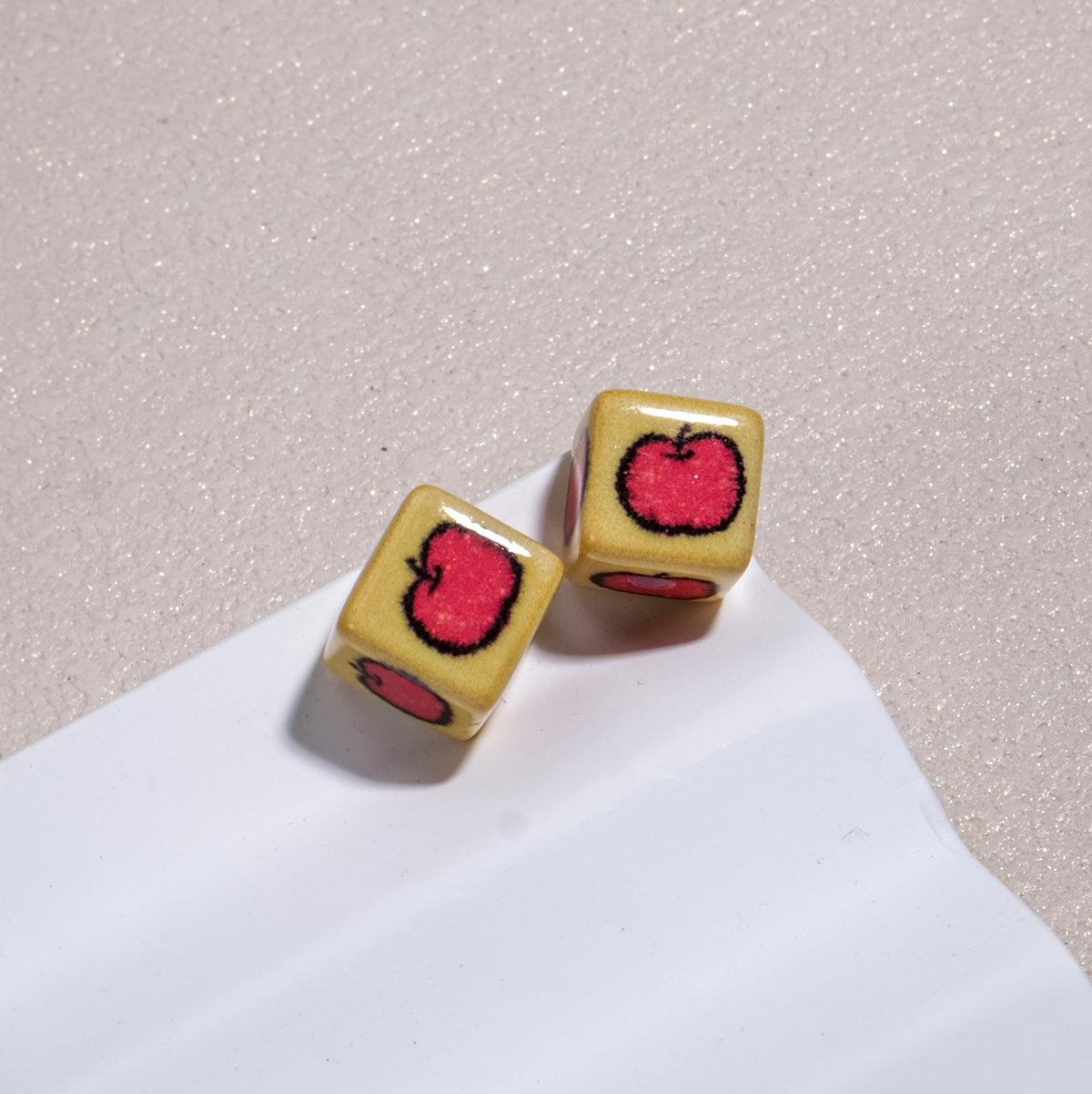 Tiny Cartoon Pattern Printed Acrylic Square Beads 10mm Glossy 30pcs 10
