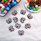 Silicone Focal Beads Bow White Spot Outline Colorful Spots 20pcs 3