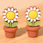 Silicone Focal Beads Sunflower Flowerpot Brown Pot Yellow Flower 20pcs 12