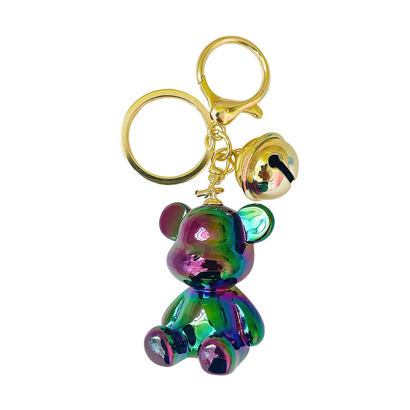 Candy Bear Keychain Metal Electroplated Glossy Finish with Gold Bell 5