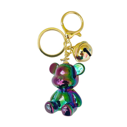 Candy Bear Keychain Metal Electroplated Glossy Finish with Gold Bell 5