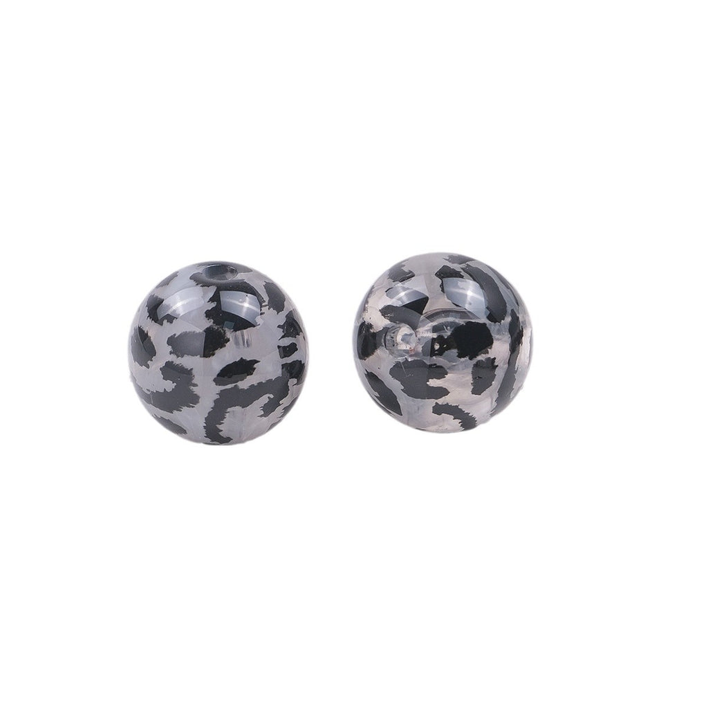 Transparent Leopard Print Acrylic Beads 16mm Colorful Glossy 50pcs 2