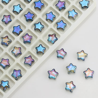 Plated Star Shaped Glass Beads 8mm Rainbow Electroplated 100pcs 21