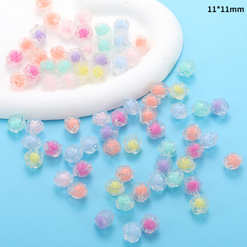Transparent Flower Acrylic Beads Candy Color Mixed Shapes 100pcs 16