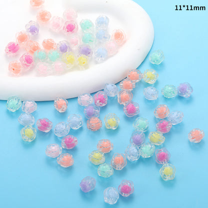 Transparent Flower Acrylic Beads Candy Color Mixed Shapes 100pcs 16