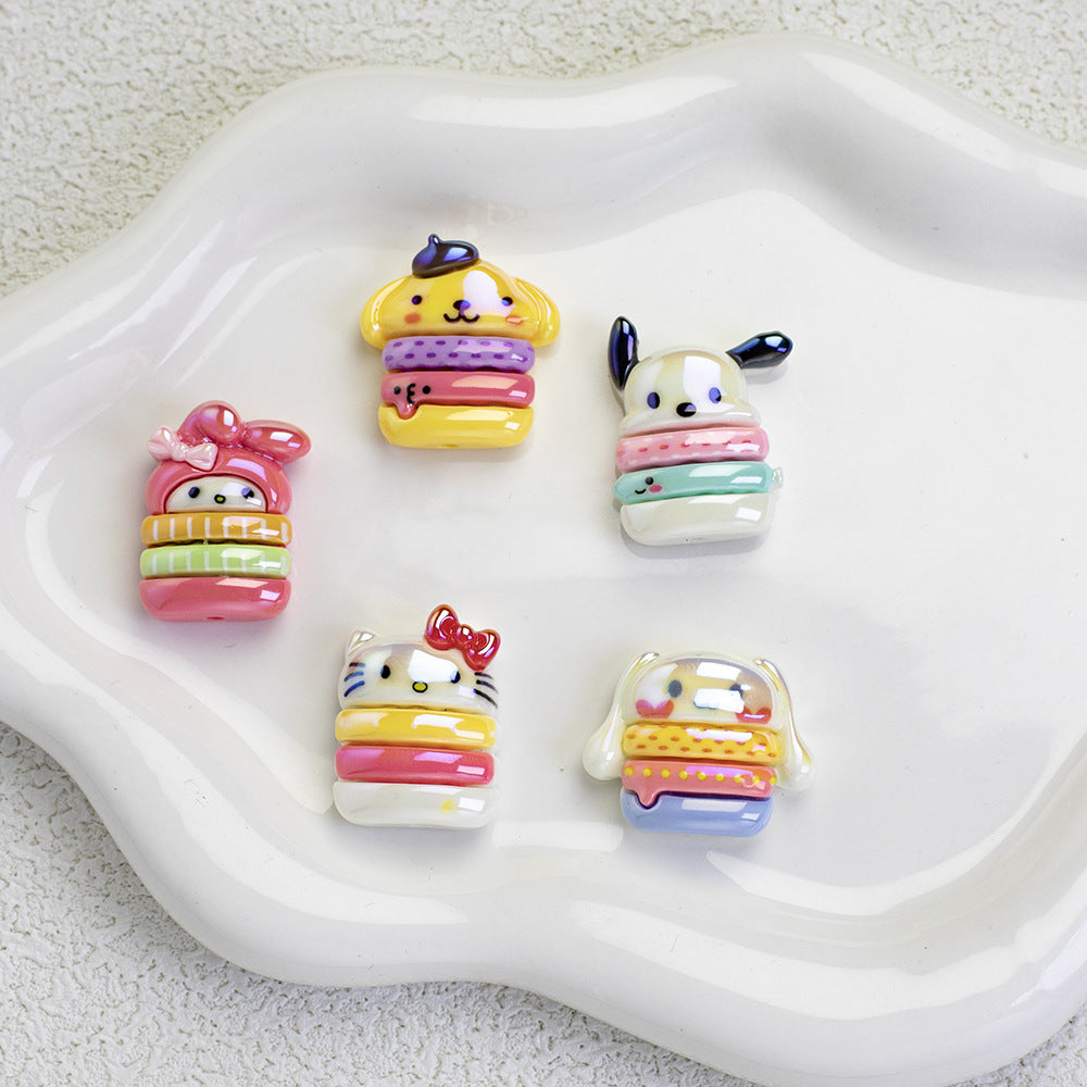 Sanrio Series Burger Resin Beads Glossy Pastel Colors 20pcs 3