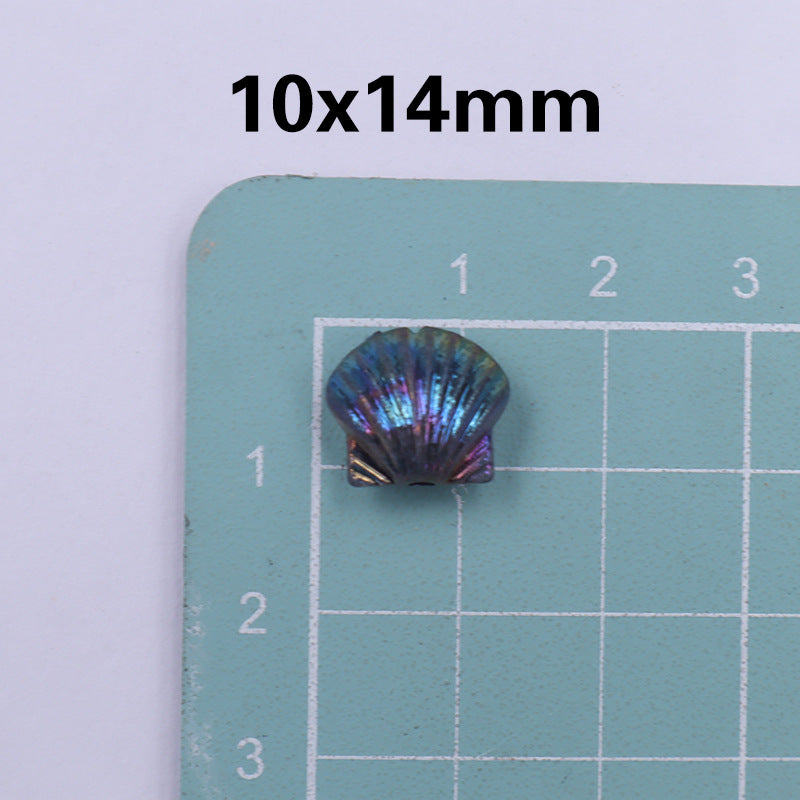 Transparent Shell Resin Beads 14mm Iridescent Multicolor 50pcs 9