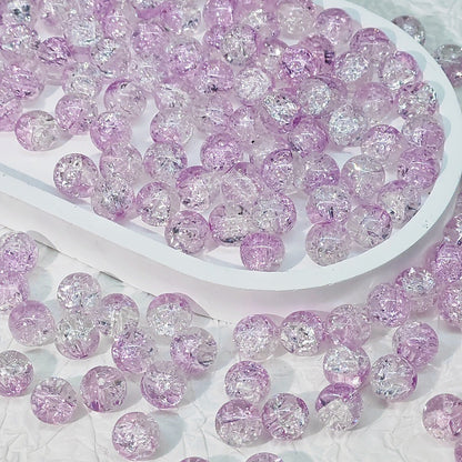 Crackle Glass Beads Round 10mm Transparent Mixed Colors 50pcs 69