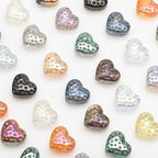 Electroplated Heart Glass Beads 13x15mm Peach Metallic 20pcs 4