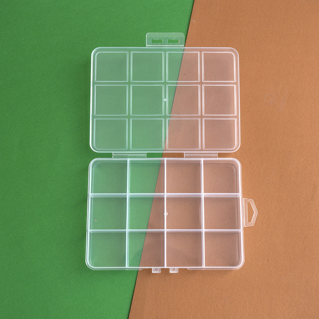 Plastic Organizer Boxes Clear 12 Compartment Fixed Grid 13cm 2pcs 4