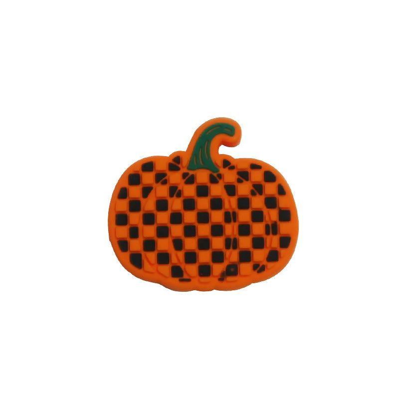 Silicone Focal Beads Halloween Dwarf Pumpkin Holding Brooms 20pcs 13