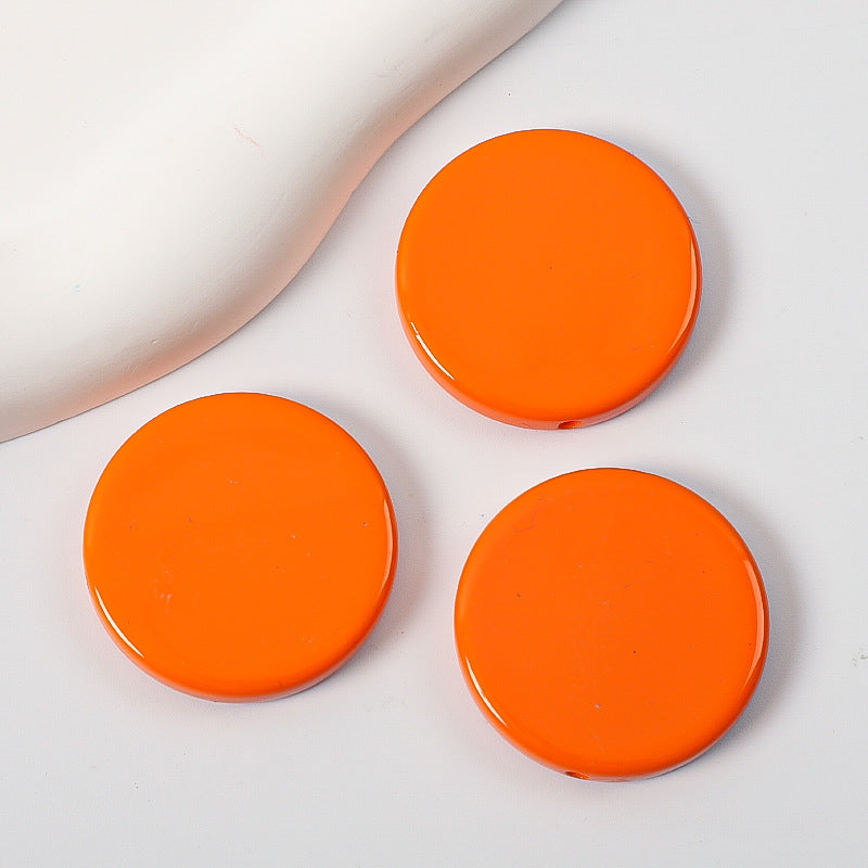 Glossy Painted Disc Acrylic Beads 32mm Colorful Mixed 50pcs 5