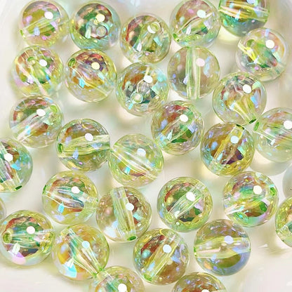 Clear Round Acrylic Beads 16mm UV Plated Rainbow Shimmer 200pcs 10