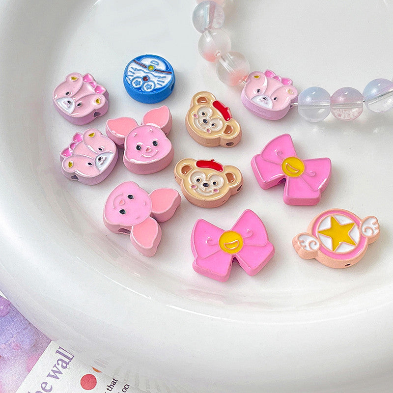 Cartoon Character Metal Beads Colorful Enamel Alloy 10pcs 2