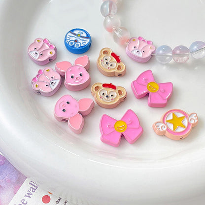 Cartoon Character Metal Beads Colorful Enamel Alloy 10pcs 2