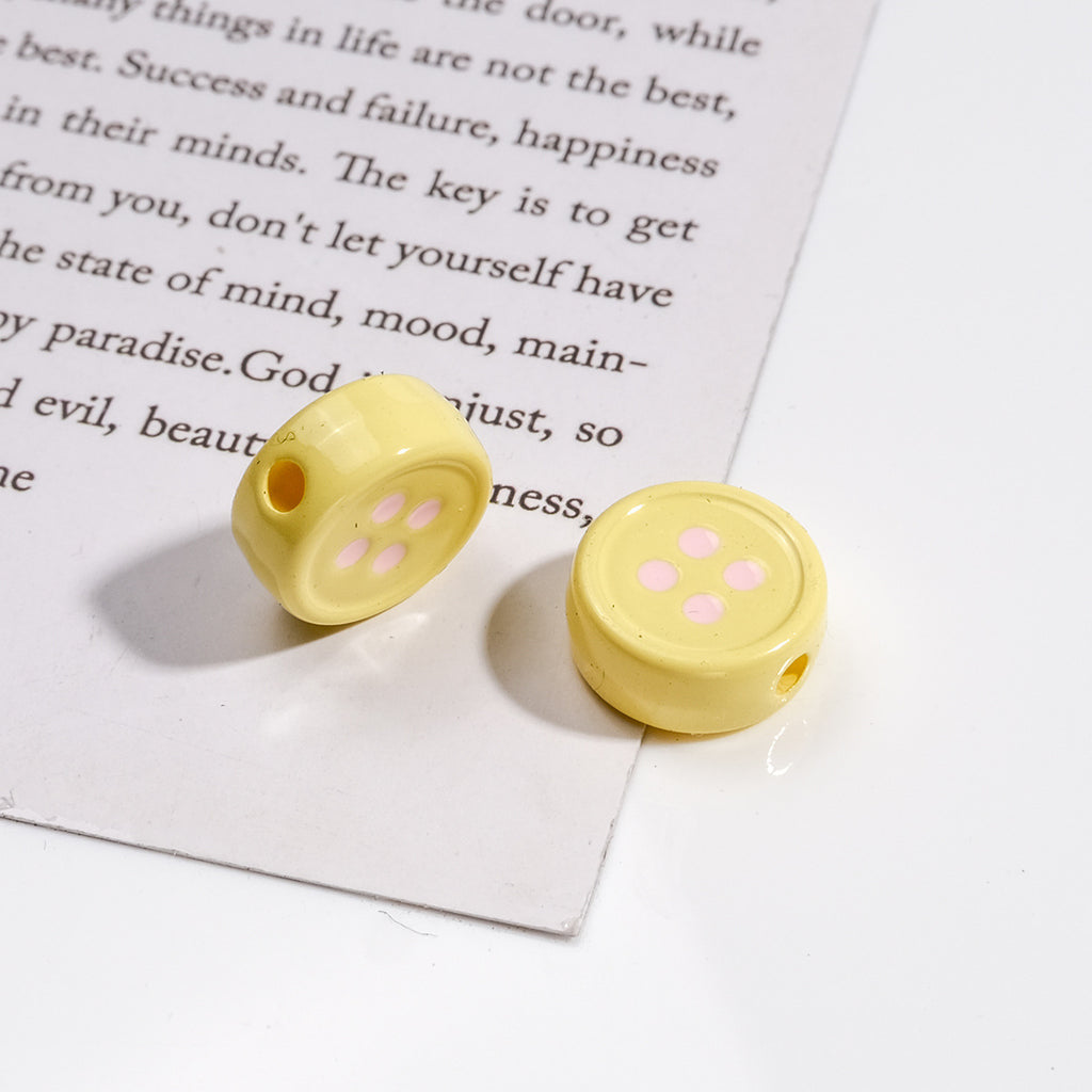Painted Button Acrylic Beads 12mm Glossy Baked Paint 50pcs 6