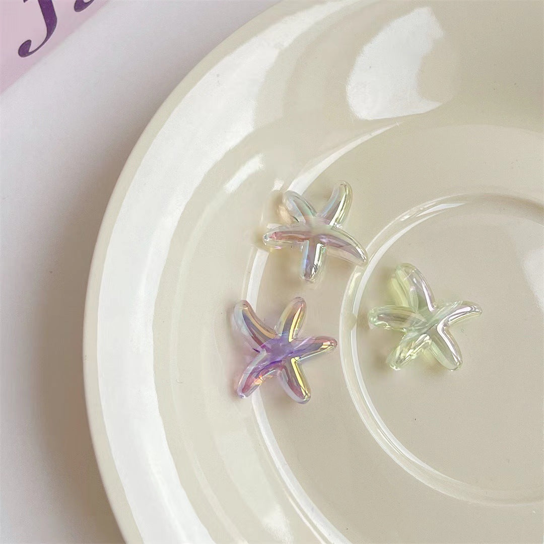 UV Plating Starfish Acrylic Beads 20mm Transparent Iridescent 250pcs 2