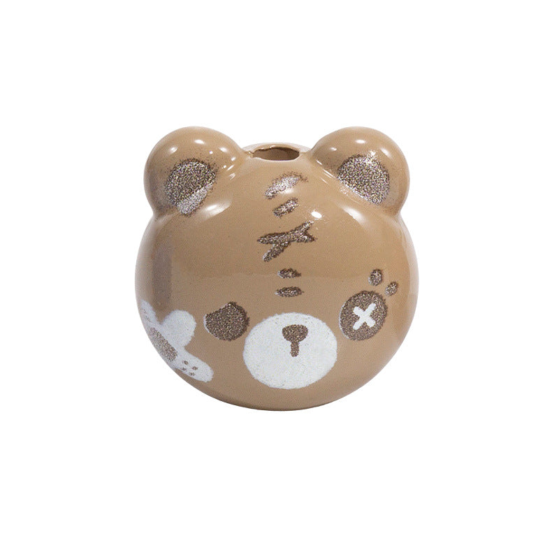 Cartoon Character Bear Head Acrylic Beads 17mm Colorful 10pcs 31