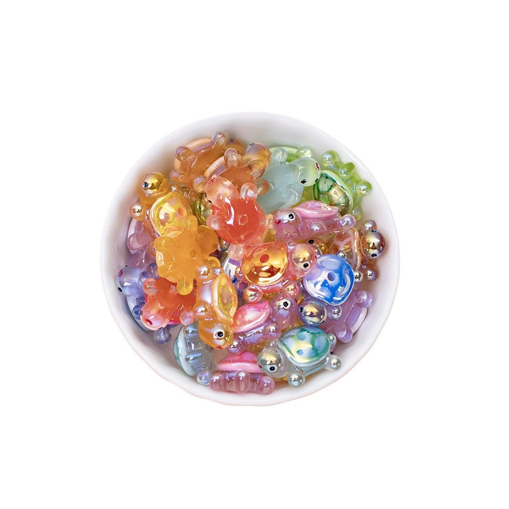 Glow In The Dark 3D Turtle Resin Beads 20mm Colorful Glossy 10pcs 5
