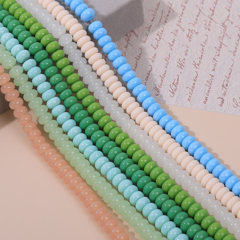 Glass Round Spacer Beads 6mm 8mm Imitation Jade Color 100pcs