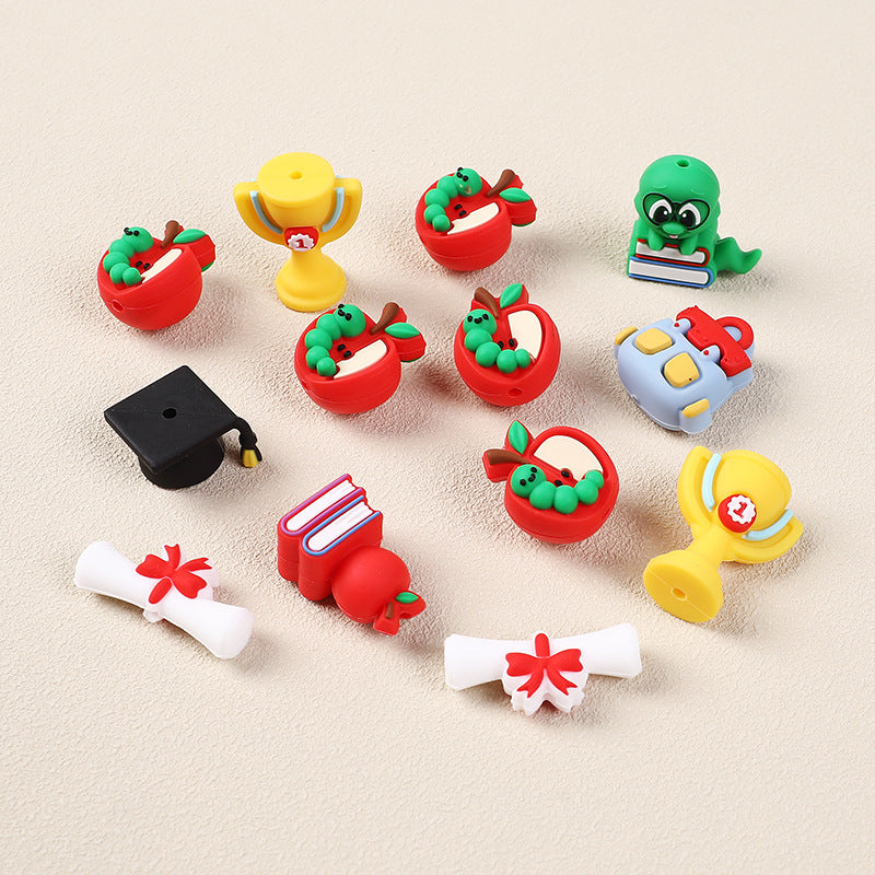 Silicone 3D Focal Beads Graduation Season Bachelor Hat Trophy