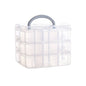 Clear Plastic Storage Organizer Box 3-Layers 18 Compartments 15cm 1pc 7