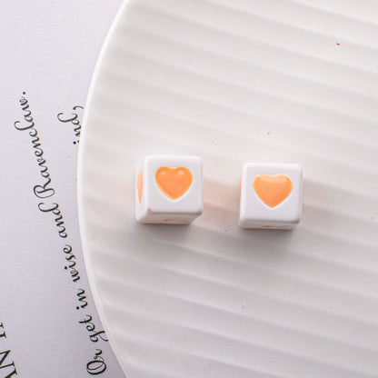 Warm Winter Color Series Heart Acrylic Square Beads 12.5mm 20pcs 12