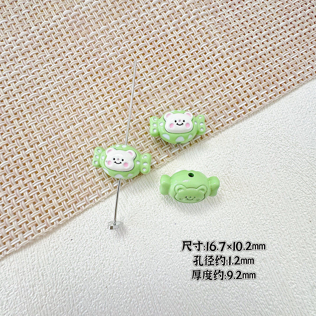 Cat and Bear Candy Painted Metal Beads 13 16mm Glossy 10pcs 15