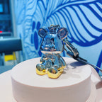 Resin Crown Bear Keychain Metallic Finish Cartoon Charm 3