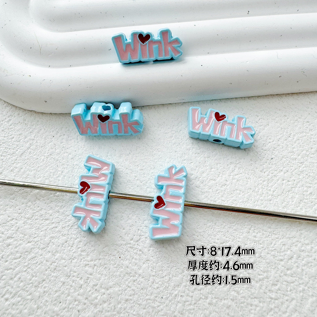 Crown and Wink Metal Beads 13mm Glossy Pastel Painted Alloy 10pcs 11