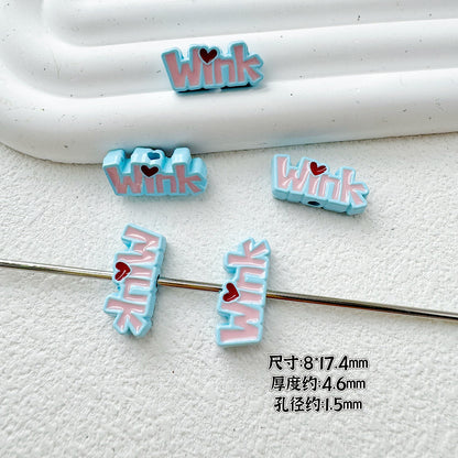 Crown and Wink Metal Beads 13mm Glossy Pastel Painted Alloy 10pcs 11