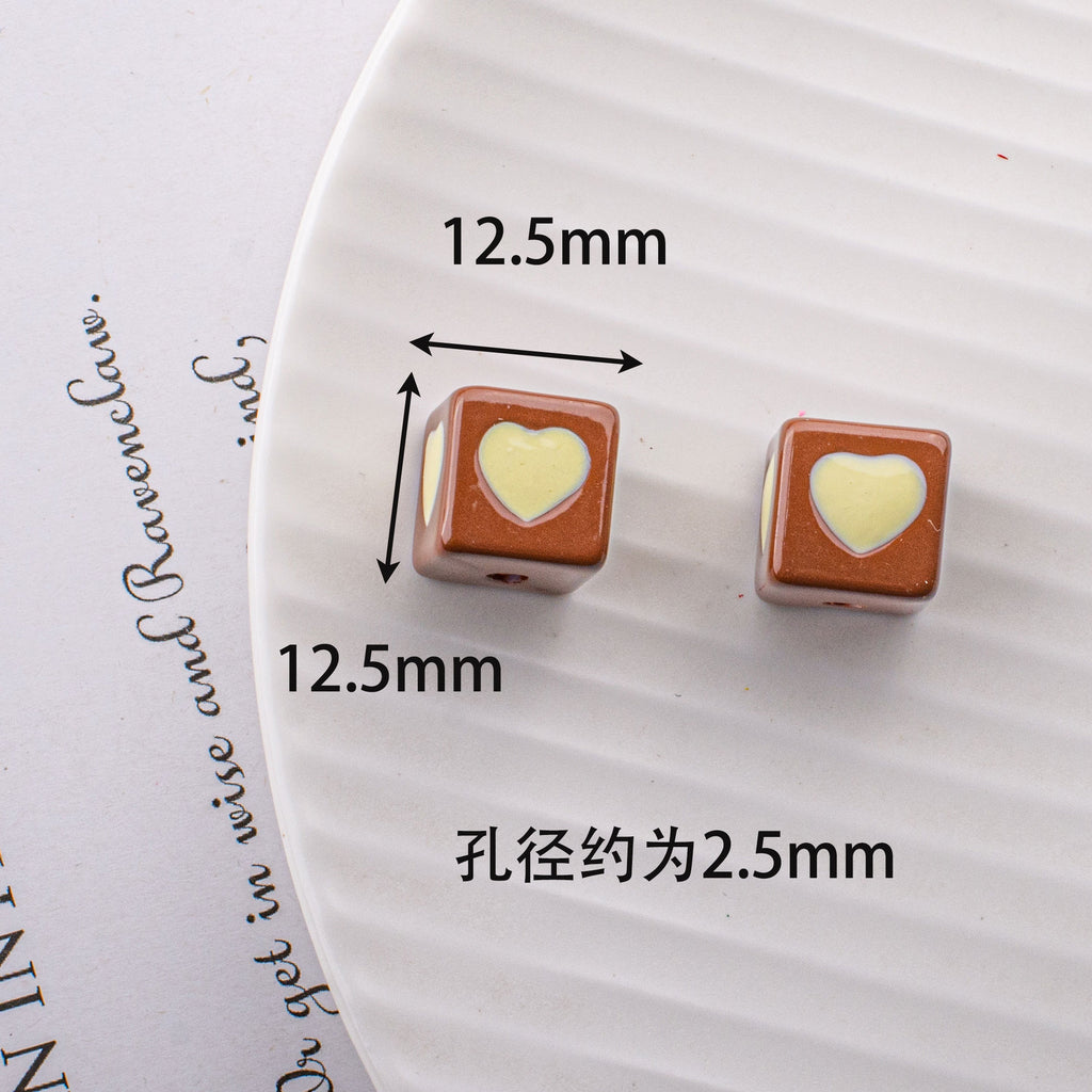 Warm Winter Color Series Heart Acrylic Square Beads 12.5mm 20pcs 4