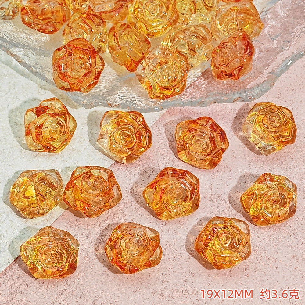 Camellia Glass Beads 19mm Clear Translucent Mixed Colors 50pcs 15